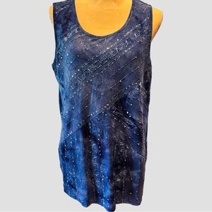 Westport Navy Blue Sequin Embellished Sleeveless Blouse